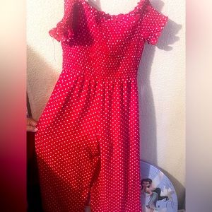 Iz byer red polka dot girl dress size 14